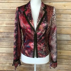 Boho Chic Floral & Leopard Print Jacket